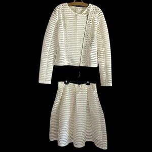 Sen Women’s White Lace Moto Jacket Full Skirt Coord Set